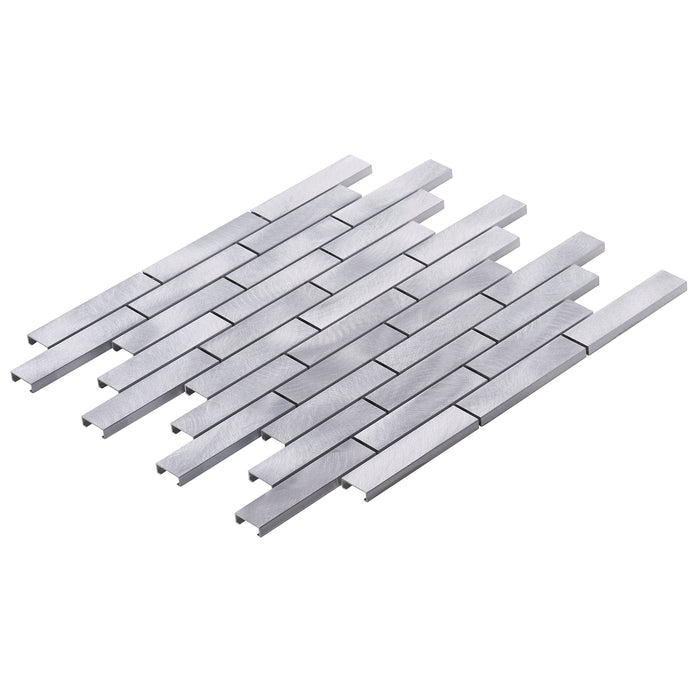 Sample - TDH260AL Aluminum Metal Silver Metallic Mosaic Tile
