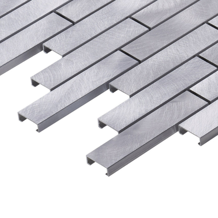 Sample - TDH260AL Aluminum Metal Silver Metallic Mosaic Tile