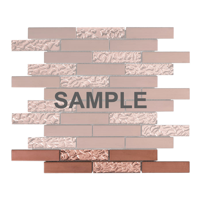 Sample - TDH258RG Stainless Steel Glass Rose Gold Metallic Metal Mosaic Tile