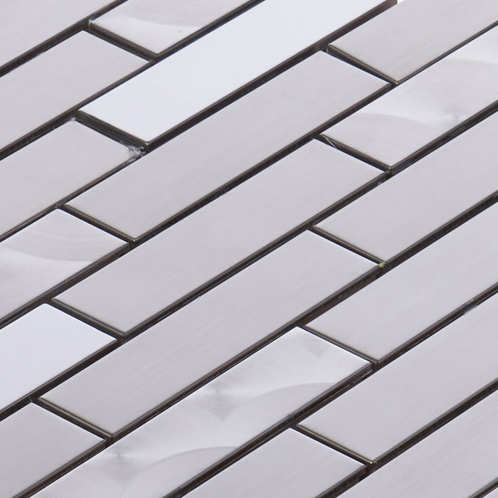 Sample - TDH261SS Stainless Steel Brushed Nickel Jeweling Gray Metallic Metal Mosaic Tile