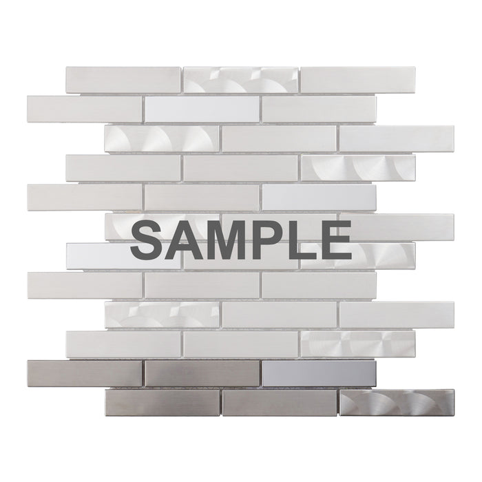 Sample - TDH261SS Stainless Steel Brushed Nickel Jeweling Gray Metallic Metal Mosaic Tile