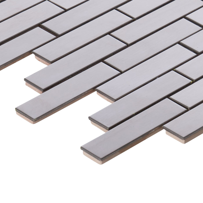 Sample - TDH262SS Stainless Steel Brushed Nickel Gray Metallic Metal Mosaic Tile