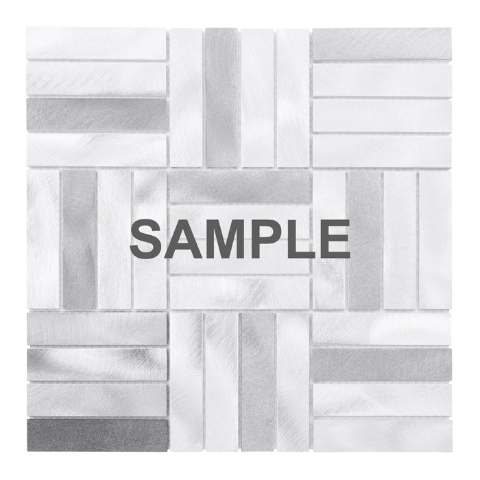 Sample - TDH267AL Aluminum Metal Silver Gray Metallic Mosaic Tile