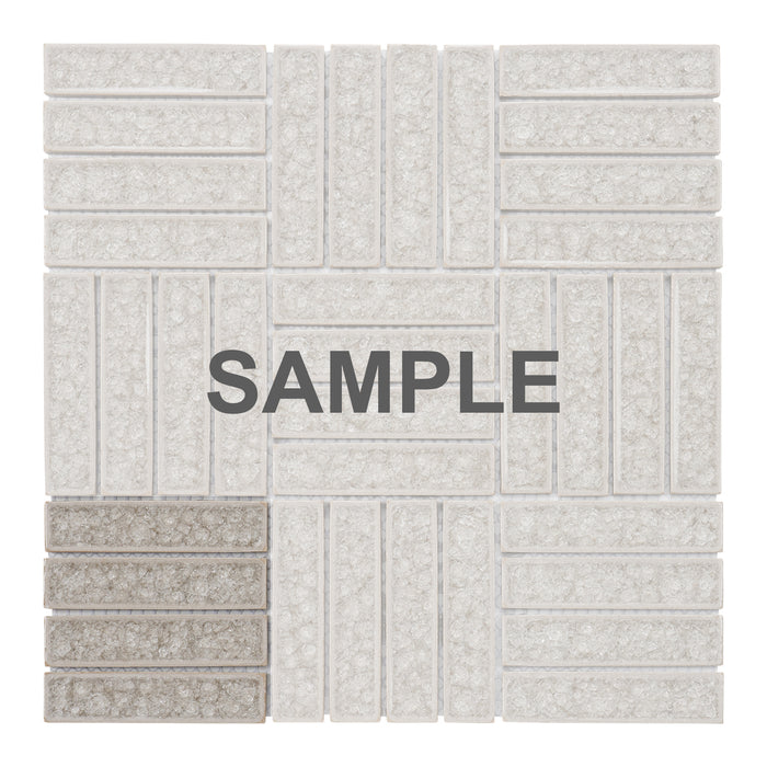 Sample - TDH275CG Crackle Glass Tan Beige Cream Mosaic Tile