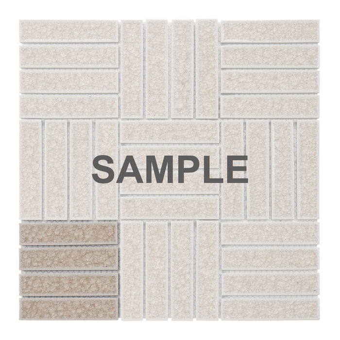 Sample - TDH276CG Crackle Glass Tan Beige Cream Mosaic Tile