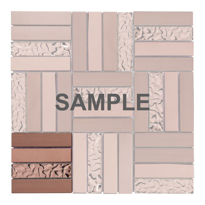 Sample - TDH269RG Stainless Steel Glass Rose Gold Copper Metallic Metal Mosaic Tile