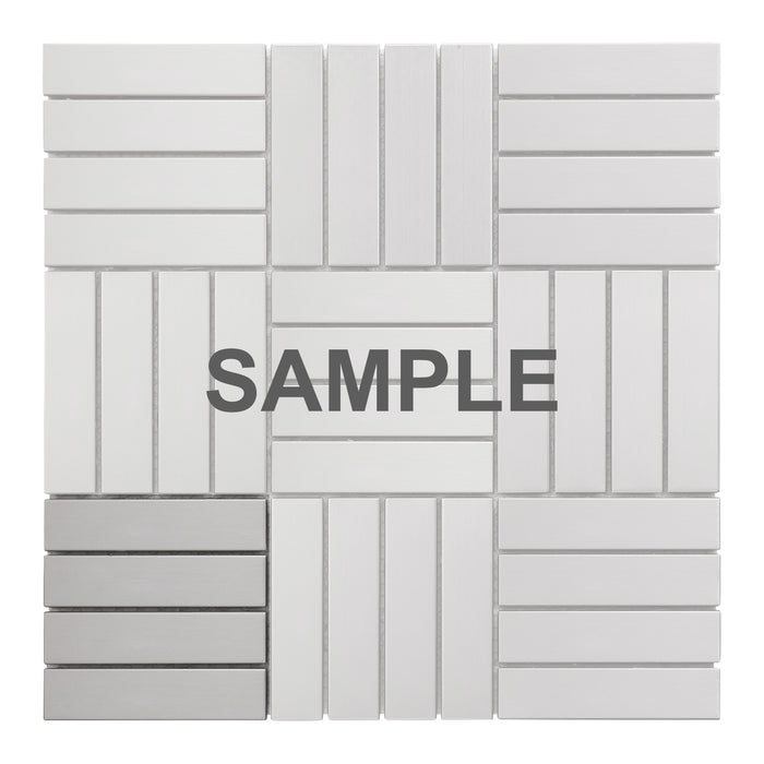 Sample - TDH271SS Stainless Steel Brushed Nickel Gray Metallic Metal Mosaic Tile