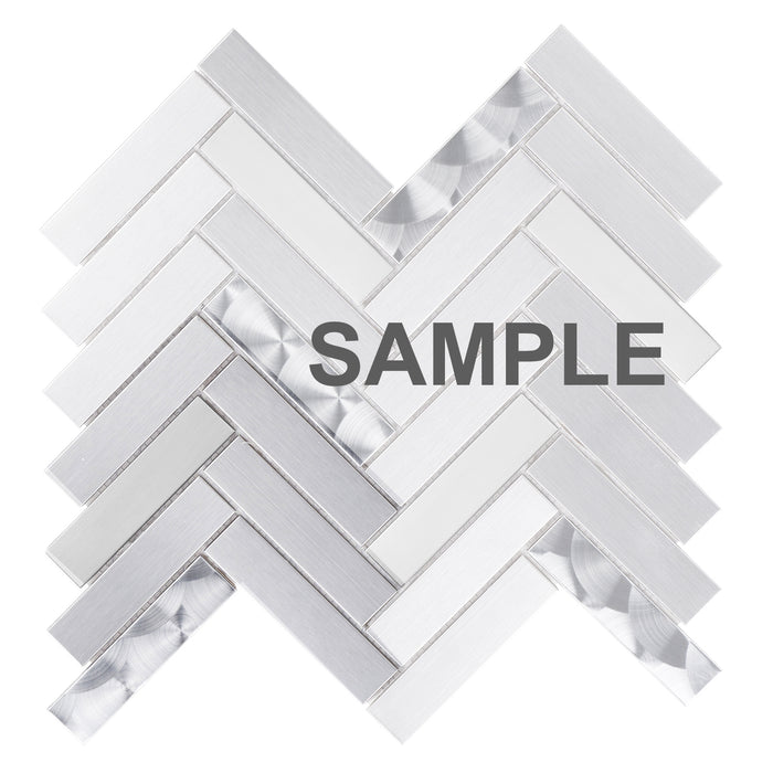 Sample - TDH524SS Stainless Steel Brushed Nickel Swirling Gray Metallic Metal Mosaic Tile