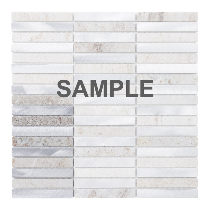 Sample - TDH284AL Aluminum Natural Stone Quartzite Marble Gray Metal Metallic Mosaic Tile