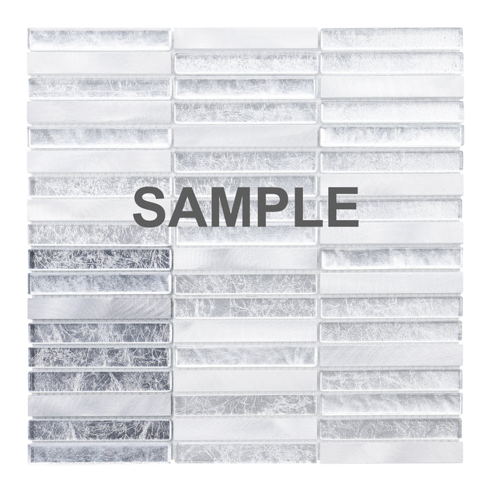 Sample - TDH296AL Aluminum Glass Silver Metal Metallic Mosaic Tile