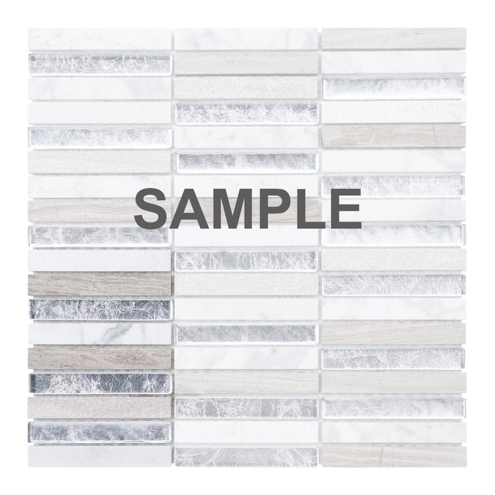 Sample - TDH282NS Natural Stone Crystal Glass Gray Metallic Mosaic Tile