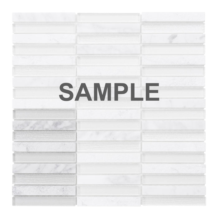 Sample - TDH286NS Natural Stone Crystal Glass Carrara White Metallic Mosaic Tile