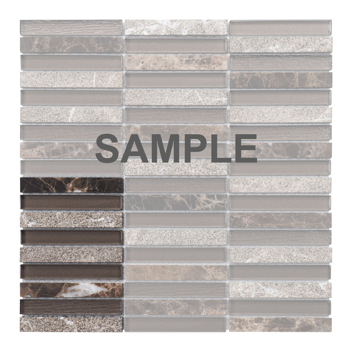 Sample - TDH292NS Natural Stone Crystal Glass Emperador Brown Mosaic Tile
