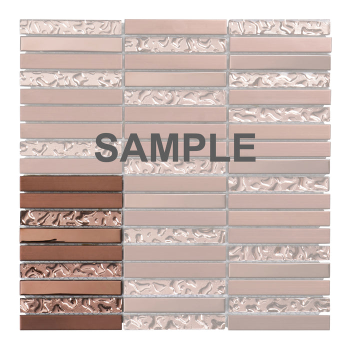 Sample - TDH298RG Stainless Steel Glass Rose Gold Copper Mosaic Tile