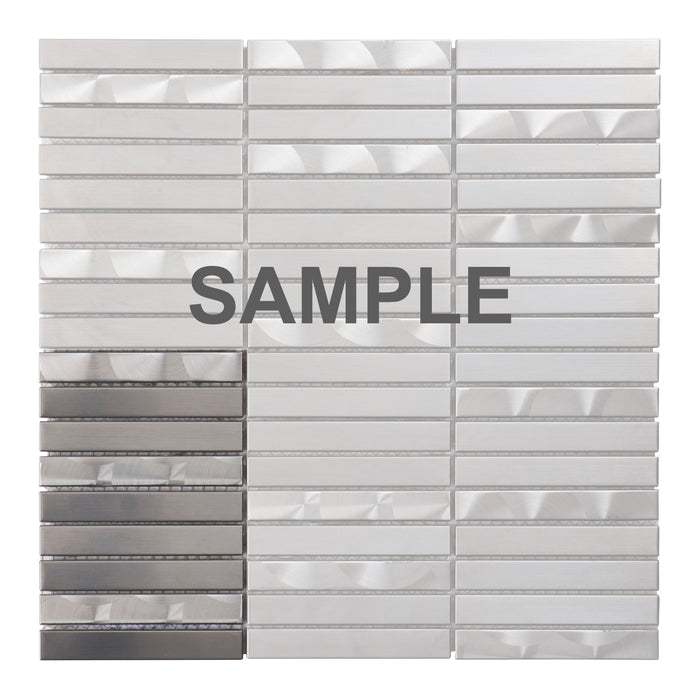 Sample - TDH300SS Stainless Steel Brushed Nickel Jeweling Gray Metallic Metal Mosaic Tile