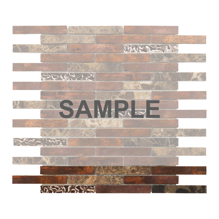 Sample - TDH303AC Antique Copper Natural Stone Glass Brown Rose Gold Metallic Metal Mosaic Tile