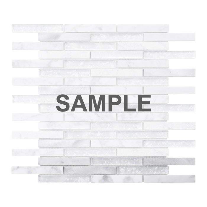 Sample - TDH316AL Aluminum Natural Stone Glass Carrara Marble White Metallic Metal Mosaic Tile