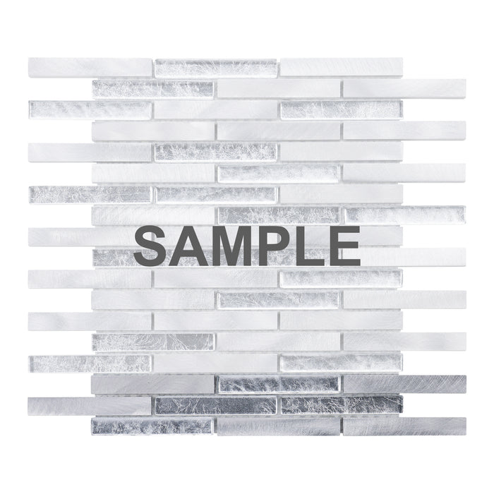 Sample - TDH323AL Aluminum Crystal Glass Silver Gray Metallic Metal Mosaic Tile