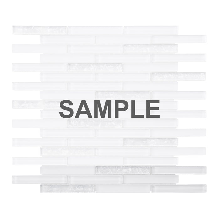 Sample - TDH311CG Matte Crystal Glass White Mosaic Tile