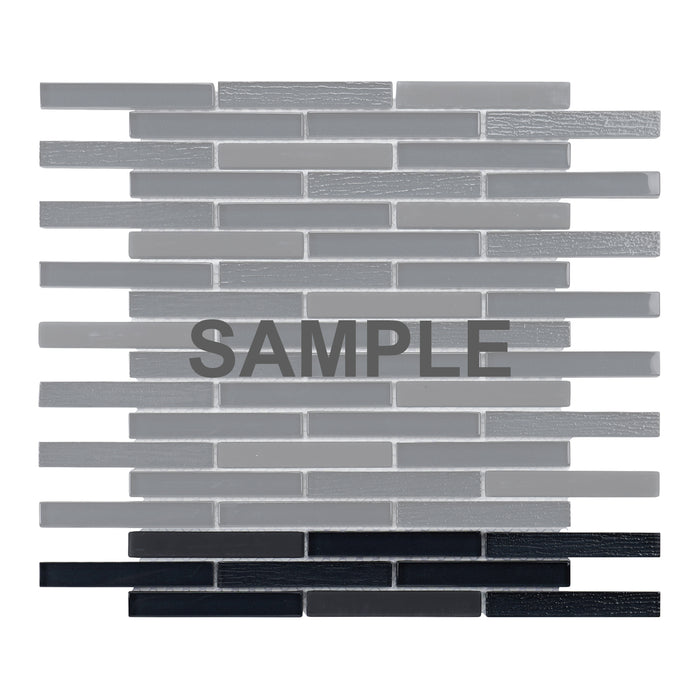Sample - TDH320MG Matte Crystal Glass Black Mosaic Tile