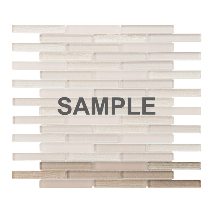 Sample - TDH327MG Metallic Glass Beige Sand Champagne Mosaic Tile