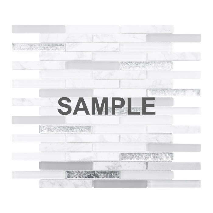 Sample - TDH301NS Natural Stone Glass Carrara Marble White Gray Mosaic Tile