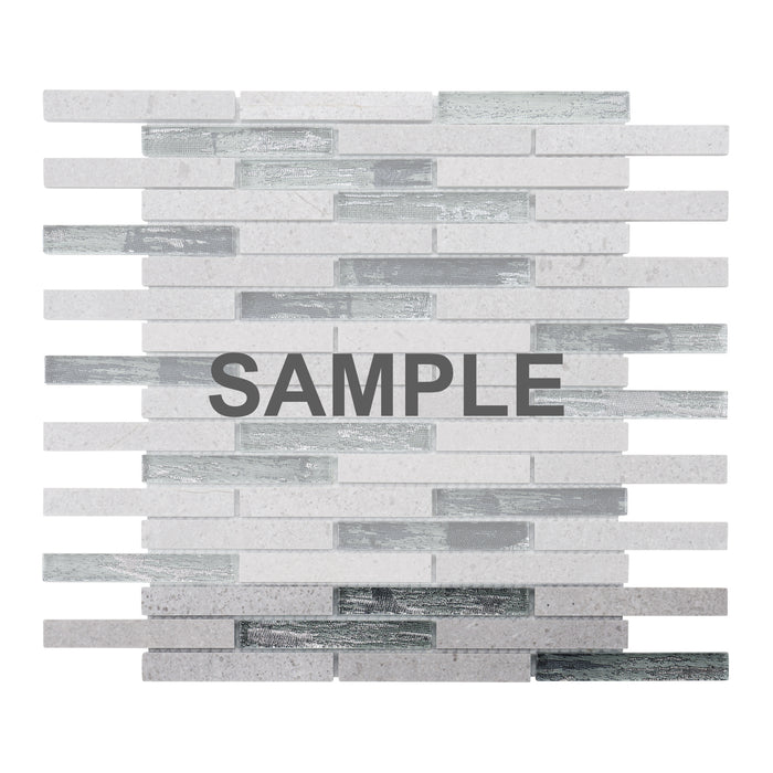Sample - TDH307NS Natural Stone Crystal Glass Cinderella Gray Marble Mosaic Tile