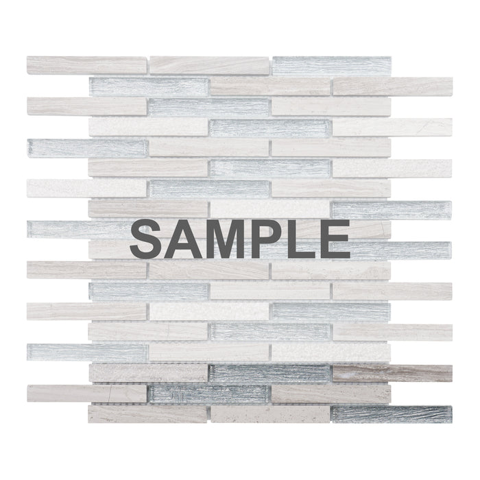 Sample - TDH309NS Natural Stone Glass White Oak Taupe Gray Mosaic Tile