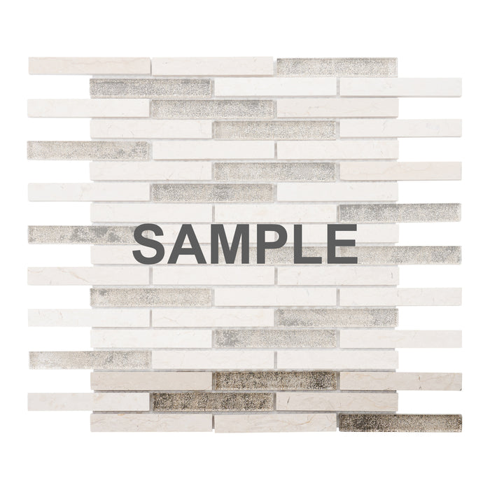 Sample - TDH310NS Natural Stone Crema Marfil Marble Crystal Glass Beige Cream Mosaic Tile