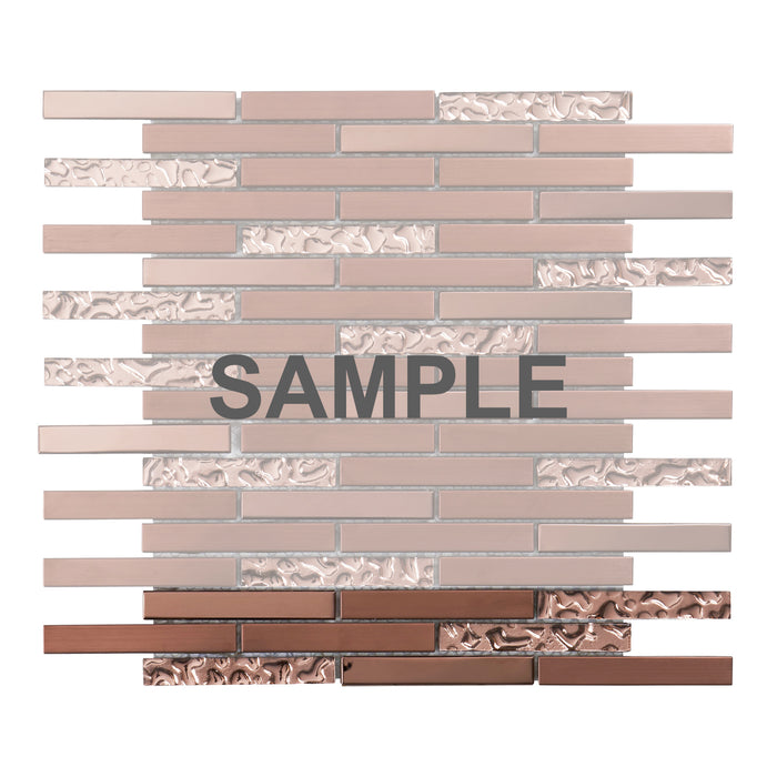 Sample - TDH324RG Stainless Steel Glass Rose Gold Copper Metallic Metal Mosaic Tile
