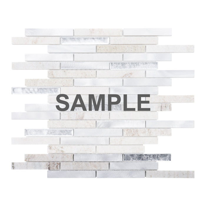 Sample - TDH331AL Aluminum Natural Stone Quartzite Glass Taupe Gray Metallic Metal Mosaic Tile