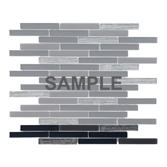 Sample - TDH340MG Metallic Glass Matte Black Mosaic Tile