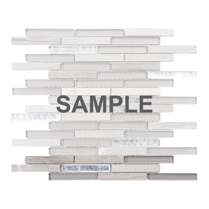 Sample - TDH333NS Natural Stone Glass White Oak Marble Taupe Gray Mosaic Tile