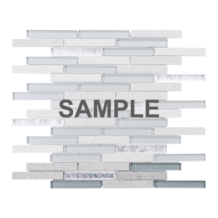 Sample - TDH338NS Natural Stone Glass Cinderella Gray Silver Mosaic Tile