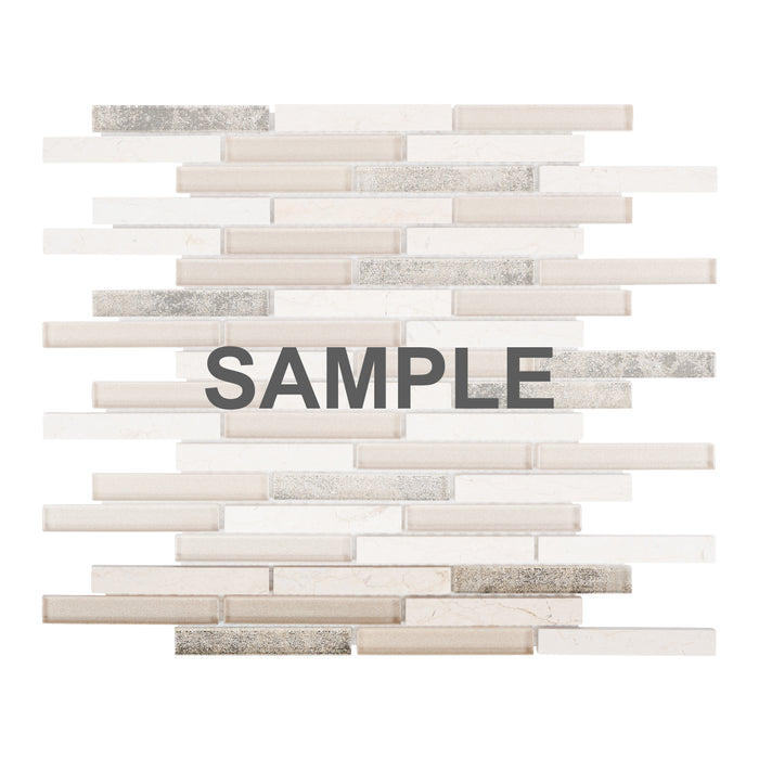 Sample - TDH341NS Natural Stone Crema Marfil Marble Crystal Glass Beige Cream Mosaic Tile