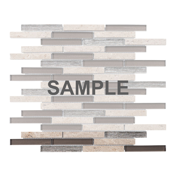 Sample - TDH342NS Natural Stone Sina Pearl Marble Metallic Glass Brown Beige Mosaic Tile