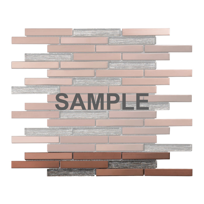 Sample - TDH335RG Stainless Steel Glass Rose Gold Copper Metallic Metal Mosaic Tile