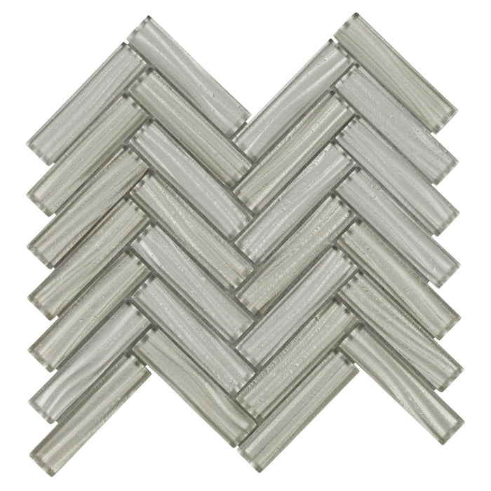 Sample - TDH235MO Gray Wave Glass Blended with Frosted Glass and Aluminm Mosaic Tile