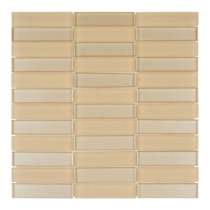 Sample - TDH122MO Ivory Crystal Glass Blended with Frosted Glass Mosaic Tile
