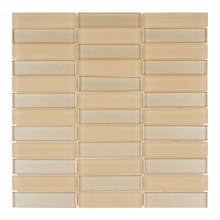 TDH122MO Ivory Crystal Glass Blended with Frosted Glass Mosaic Tile