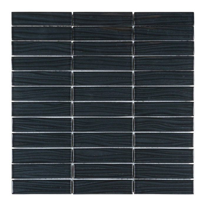TDH39MO Metallic Glass Black Mosaic Tile