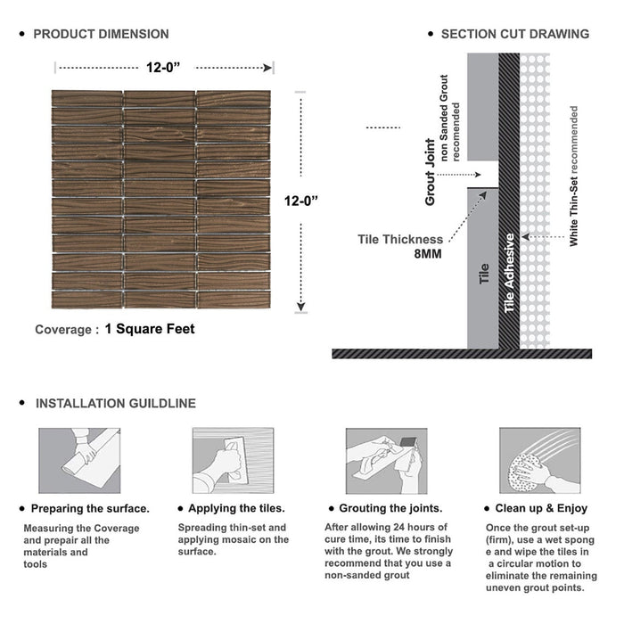 Sample - TDH41MO Metallic Glass Brown Mosaic Tile