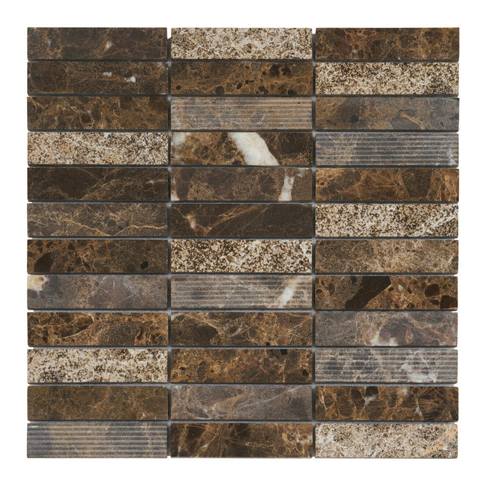 Sample - TDH57MO Natural Stone Emperador Brown Mosaic Tile