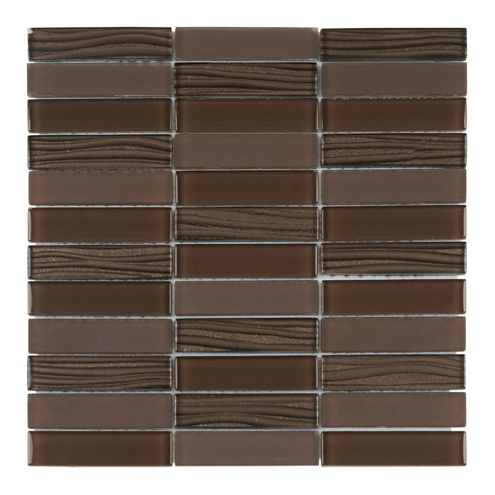 Sample - TDH66MO Crystal Glass Brown Mosaic Tile