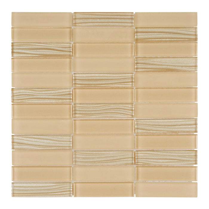 Sample - TDH67MO Crystal Glass Beige Mosaic Tile