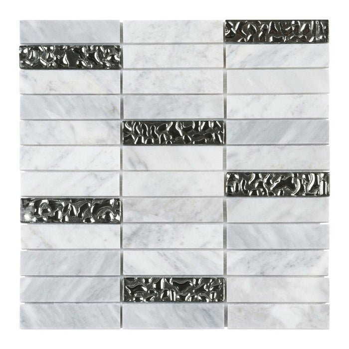 TDH141MO Natural Stone Glass Carrara White Marble Mosaic Tile