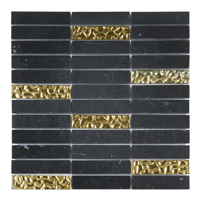 Sample - TDH151MO Natural Stone Glass Black Mosaic Tile