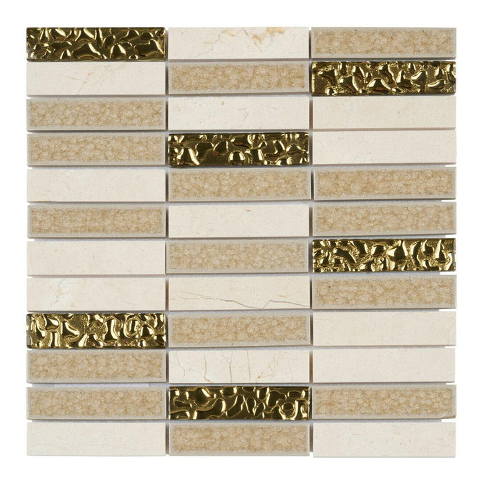 Sample - TDH164MO Natural Stone Glass Beige Mosaic Tile