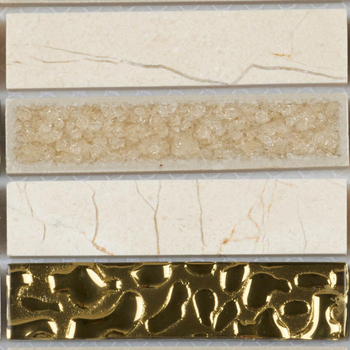 Sample - TDH164MO Natural Stone Glass Beige Mosaic Tile