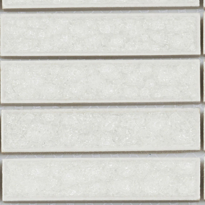 Sample - TDH181MO Crackle Glass White Mosaic Tile